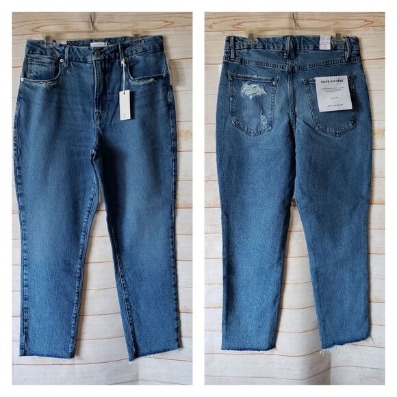 Good American Denim - Good American Good Vintage High Waist Distressed Denim Jeans Cotton/Elastane